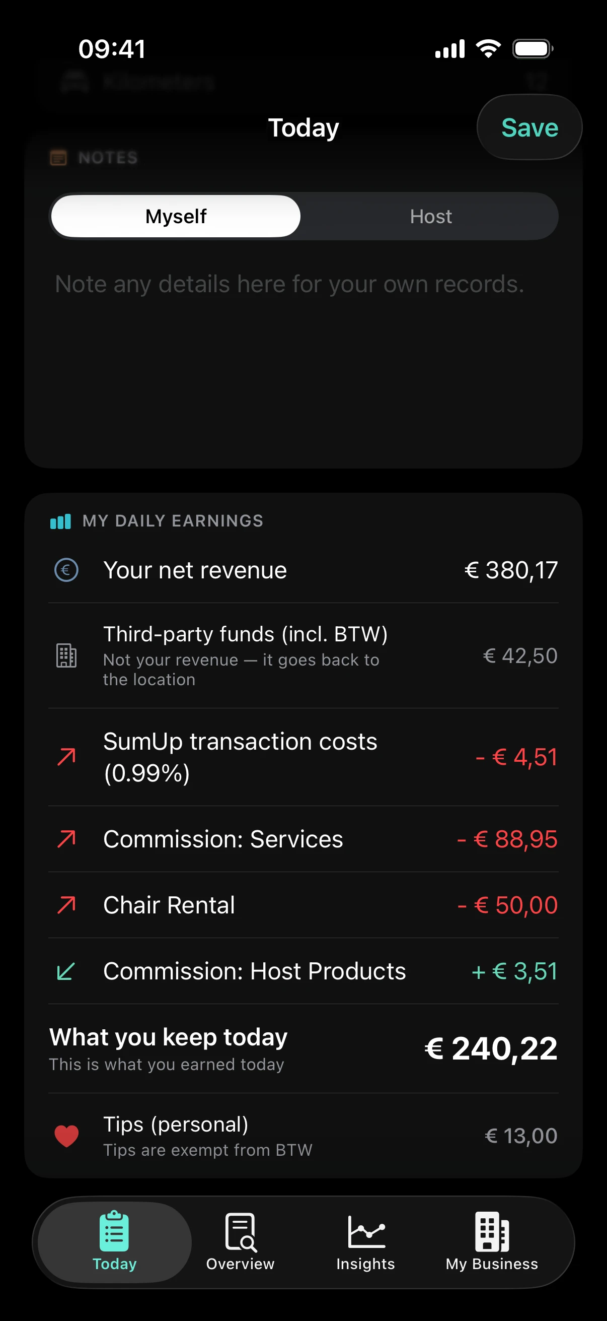 ZumFlo today — My Daily Result with net overview