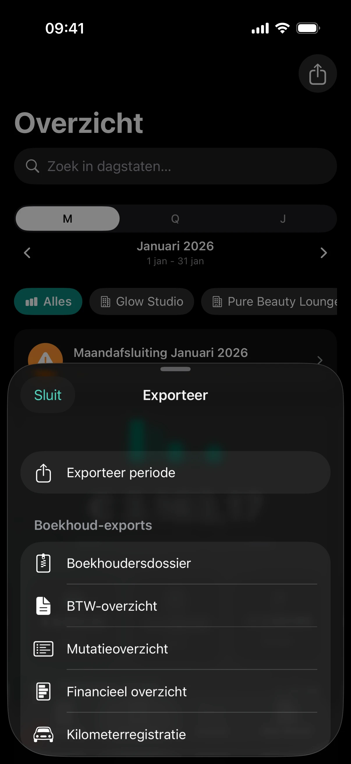 ZumFlo overzicht — Verrekeningsspecificatie delen met host